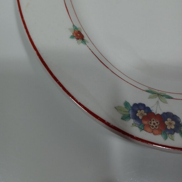 O.P. Co Syracuse China Canterbury Oval Serving Platter Floral Red Trim Vintage - Picture 5 of 13